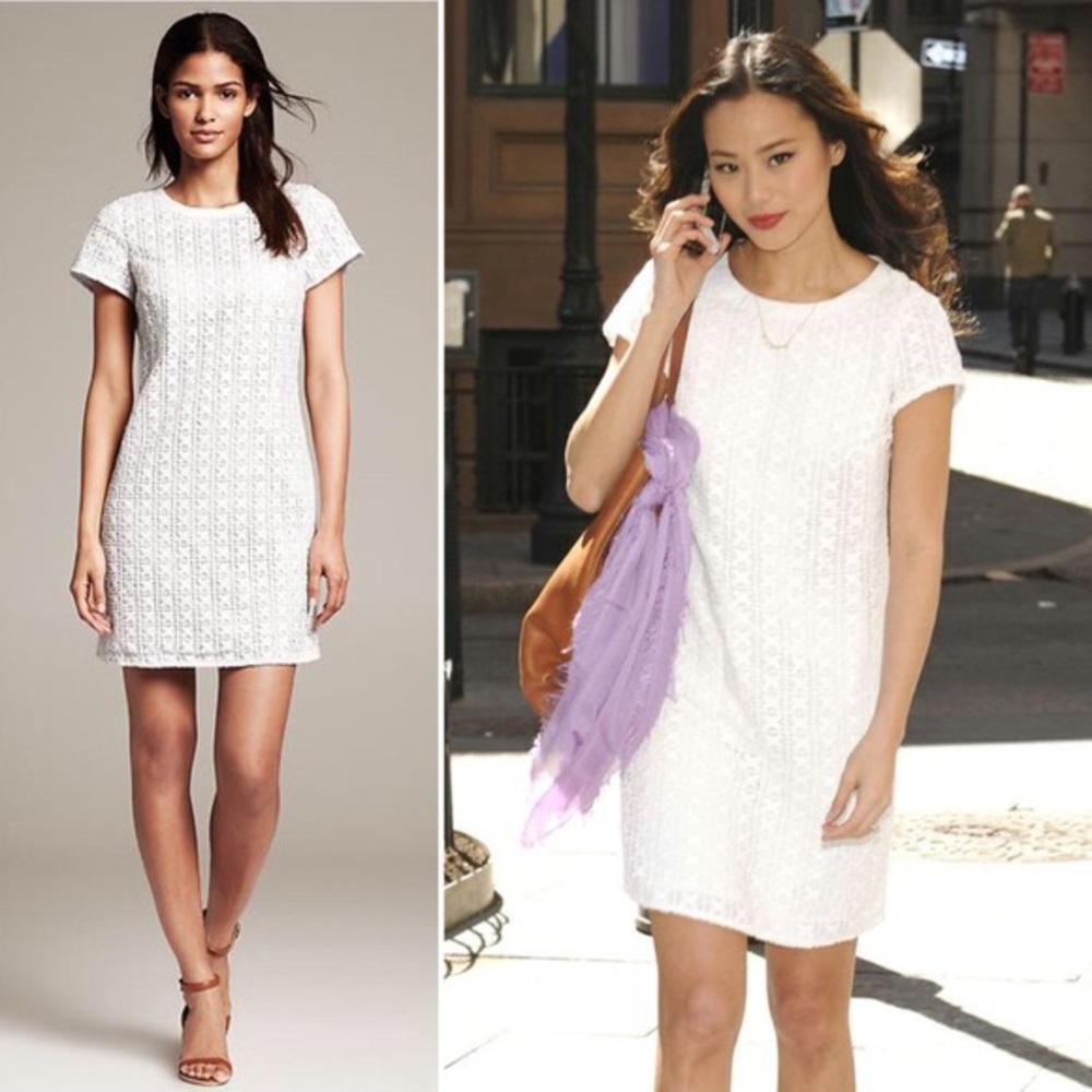 Banana Republic White Eyelet Shift Dress - Picture 3 of 8